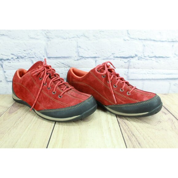 LL Bean Red Suede Water Stain Resistant Beansport Hiking Shoes Size 7.5 M - Picture 3 of 9